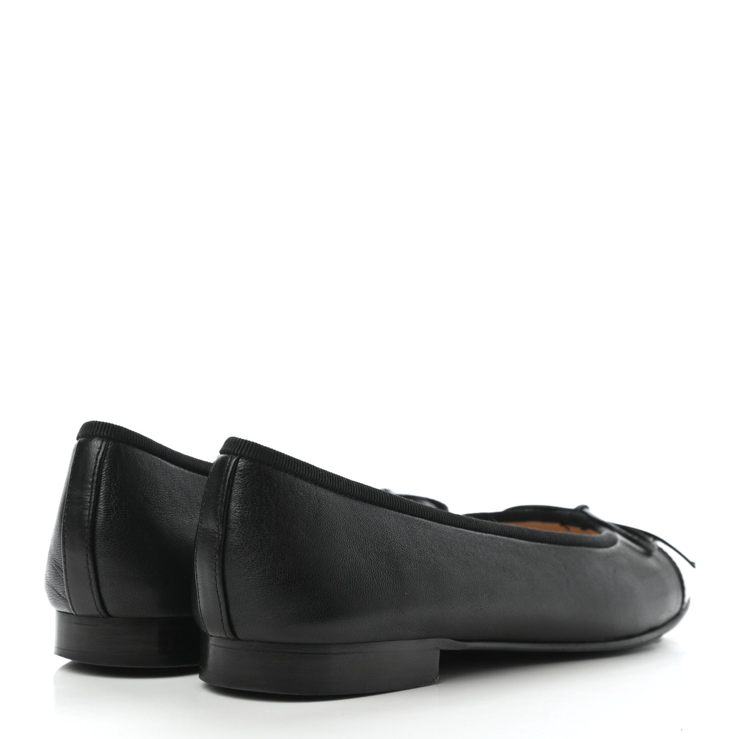 Lambskin Patent Cap Toe Ballerina Flats 35 Black