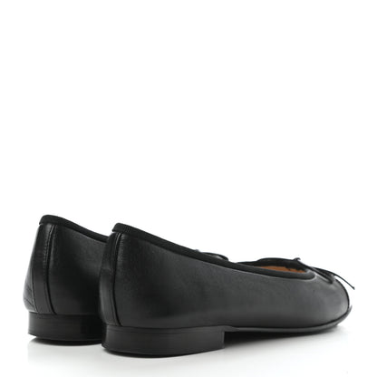 Chanel Lambskin Patent Cap Toe Ballerina Flats 35 Black 4 of 9