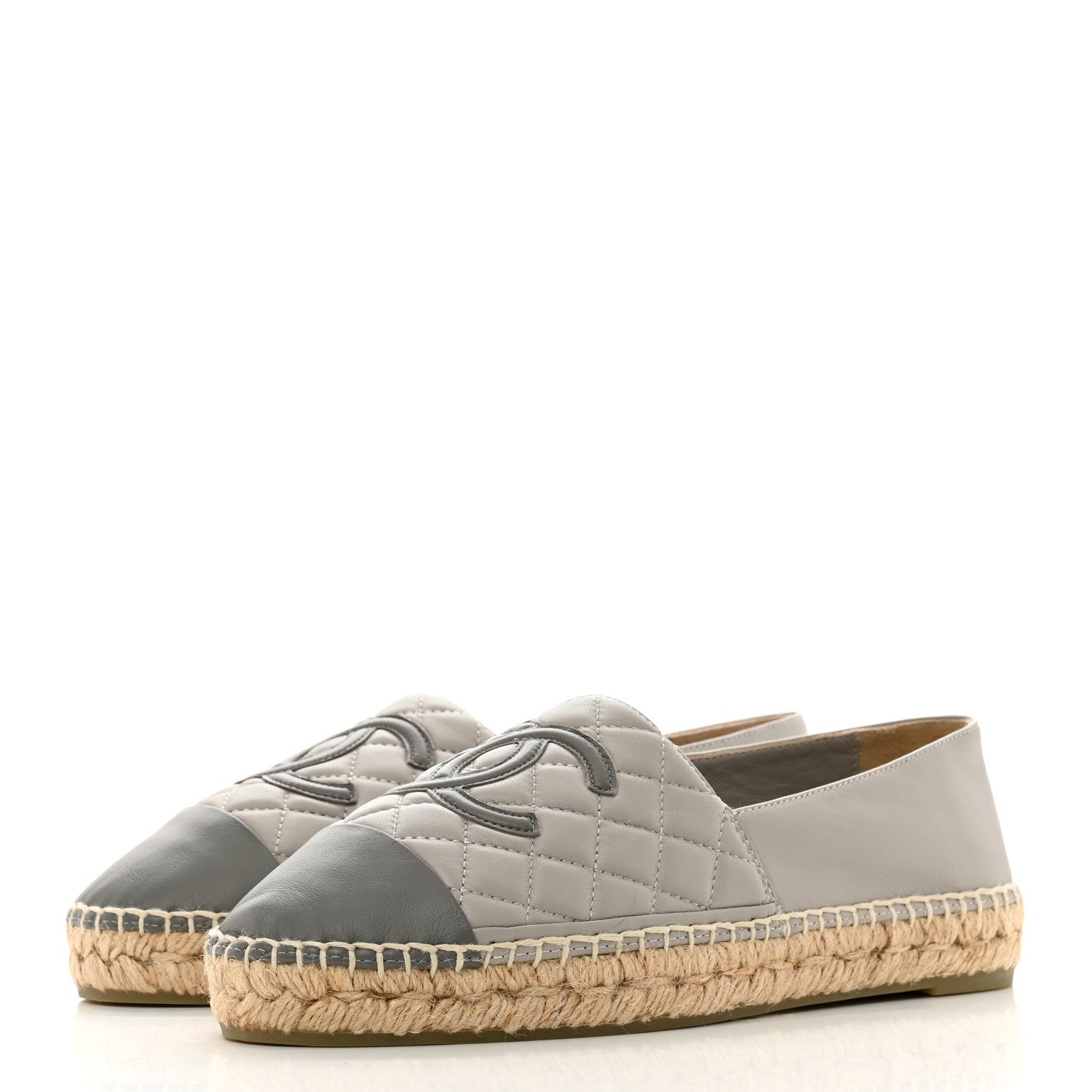 Chanel Lambskin Quilted CC Espadrilles 40 Grey 3 of 9
