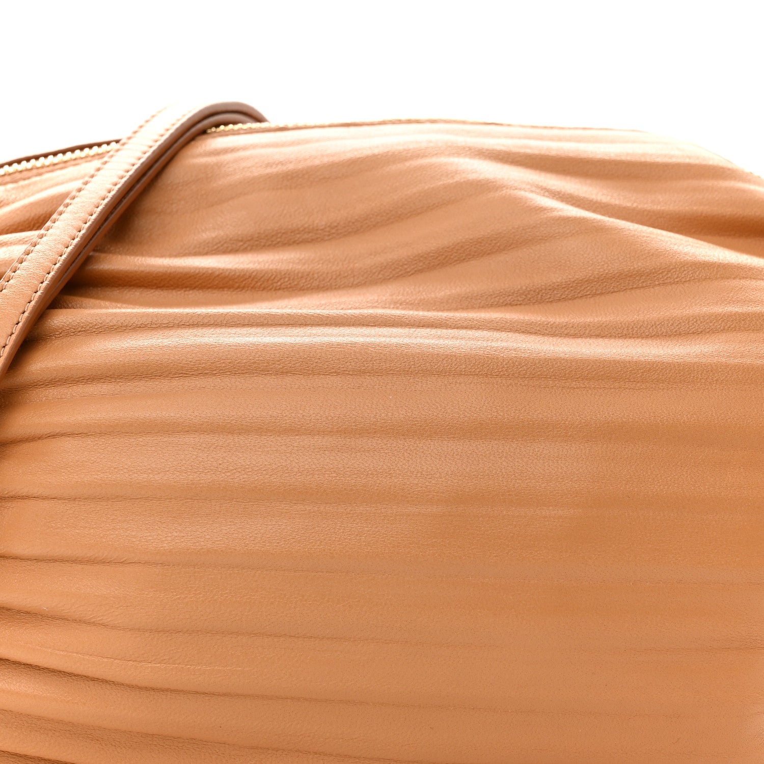 Loewe Lambskin Pleated Bracelet Pouch Shoulder Bag Warm Desert 7 of 10