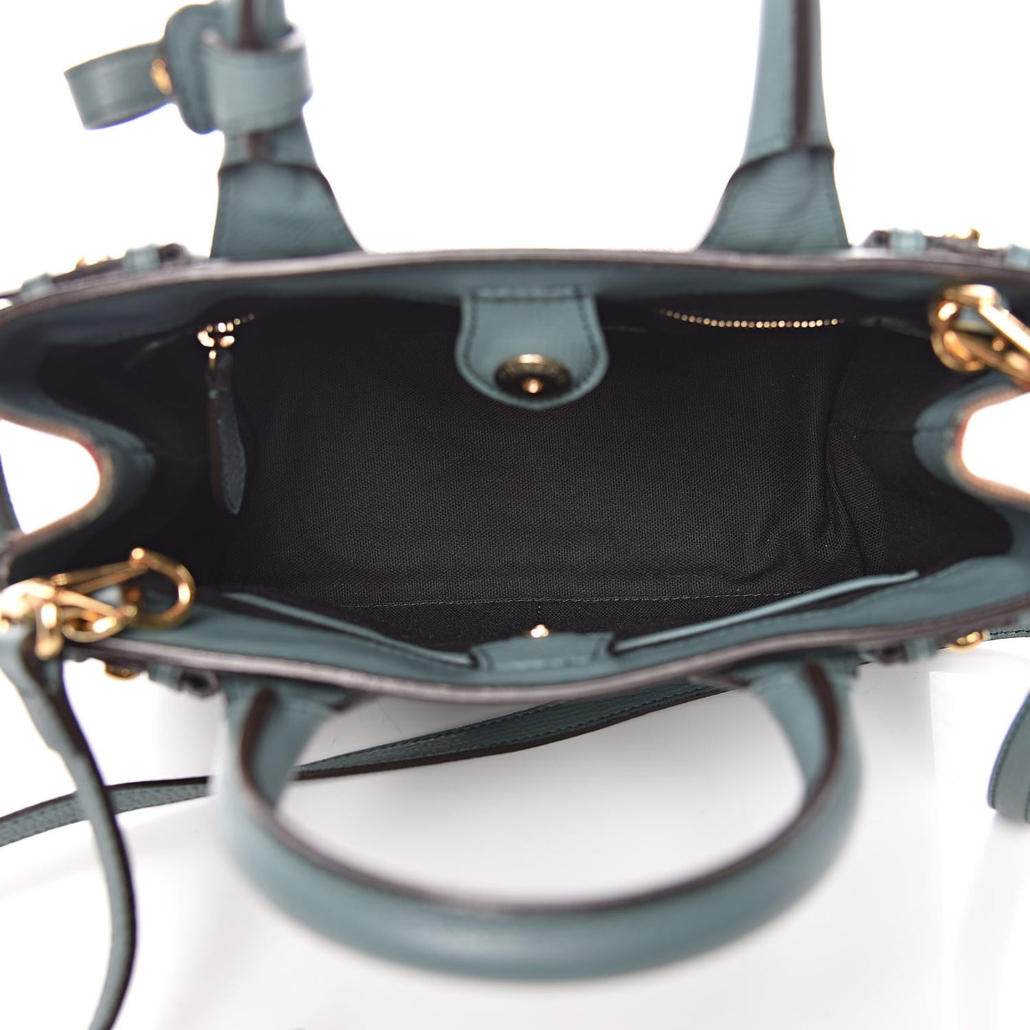 Grainy Calfskin House Check Small Banner Tote Smokey Green