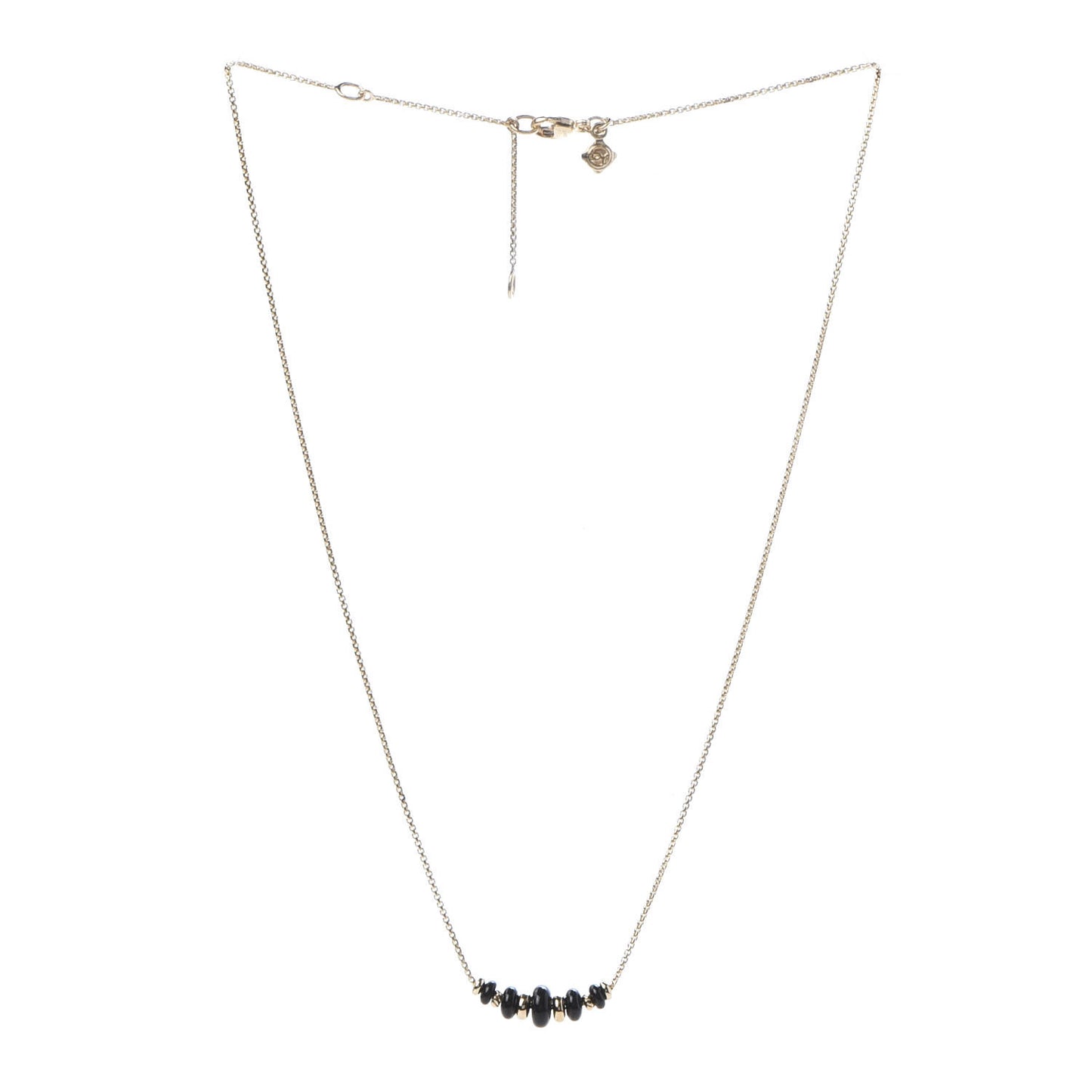 18K Yellow Gold Black Onyx Rio Rondelle Short Station Necklace