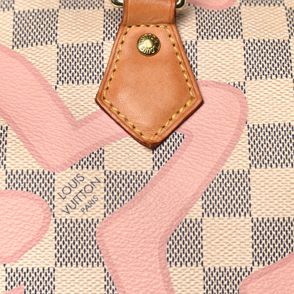 Louis Vuitton Damier Azur Tahitienne Speedy Bandouliere 30 Rose Ballerine 18 of 27