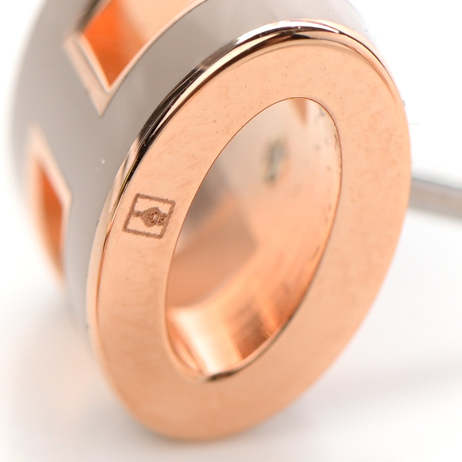 Hermes Rose Gold Lacquered Mini Pop H Earrings Marron Glace 5 of 8