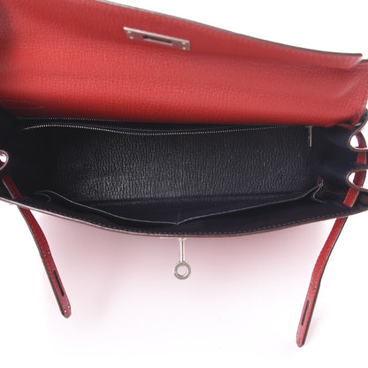 Hermes Chevre Mysore Horseshoe Kelly Retourne 28 Rouge Garance Bleu Obscur 13 of 38