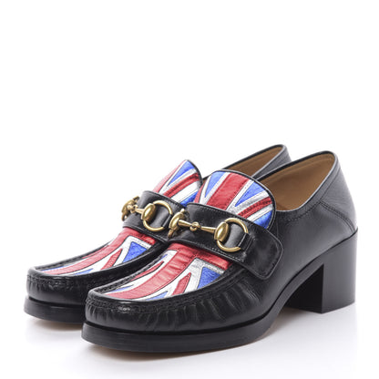 Gucci Lambskin Union Jack Horsebit Loafer Pumps 35.5 Black 3 of 9