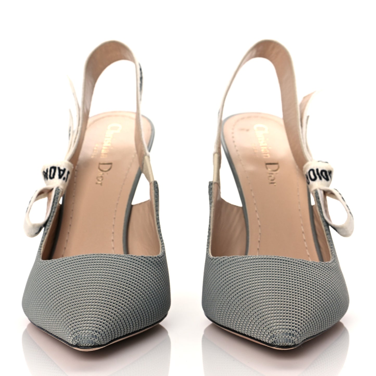 Technical Canvas Ribbon J'Adior Slingback 100mm Pumps 39 Grey Stone