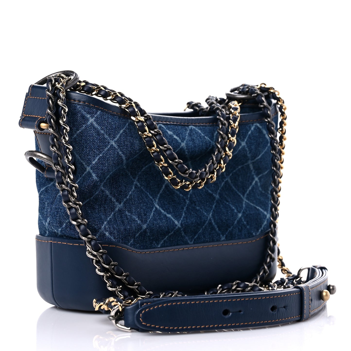 Denim Calfskin Small Gabrielle Hobo Blue
