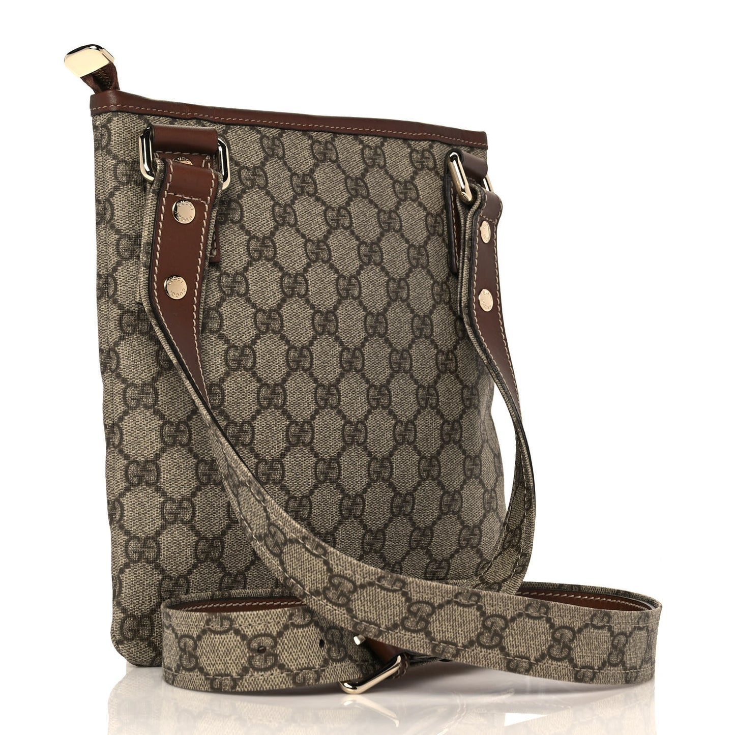 GG Plus Monogram Signature Web Loop Messenger Brown