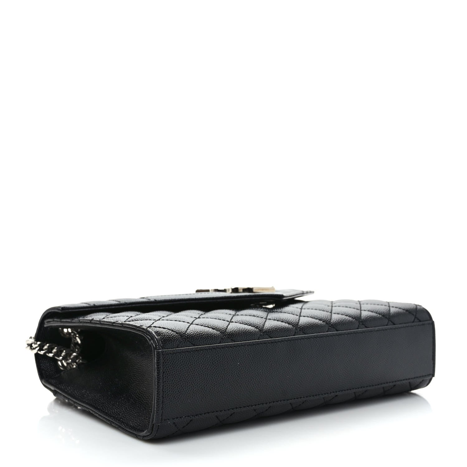 Saint Laurent Grain De Poudre Textured Mixed Matelasse Triquilt Medium Monogram Satchel Black 4 of 10