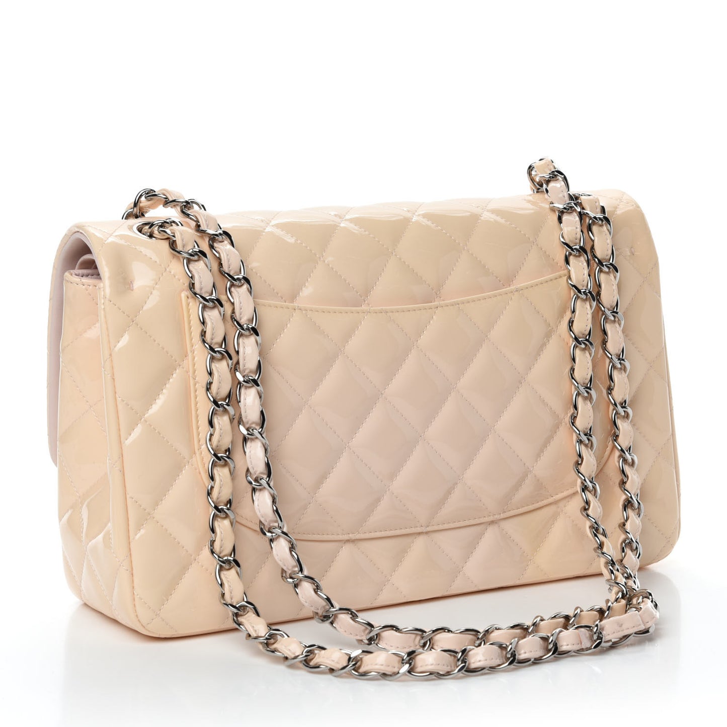 Patent Quilted Jumbo Double Flap Light Pink