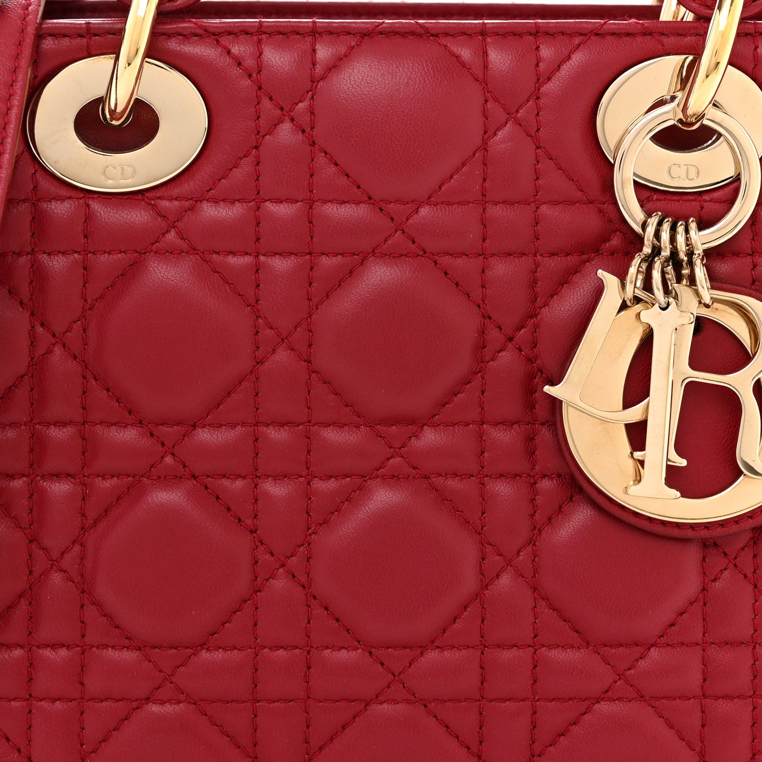 Christian Dior Lambskin Cannage Small Lucky Badges My Lady Dior Red 8 of 14