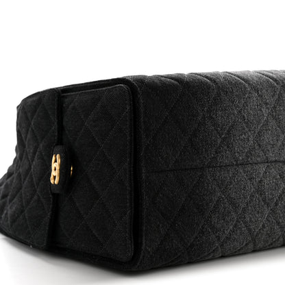 Chanel Washed Denim Quilted Medium Chanel 25 Handbag Black 10 of 12