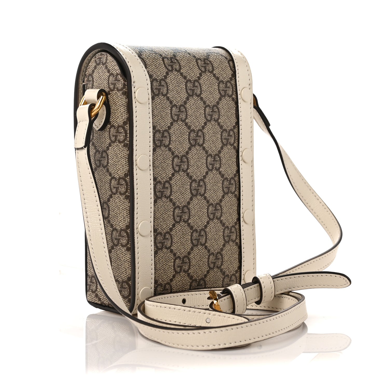 GG Supreme Monogram Azalea Calfskin Mini Horsebit 1955 Crossbody Bag Beige Ebony Mystic White