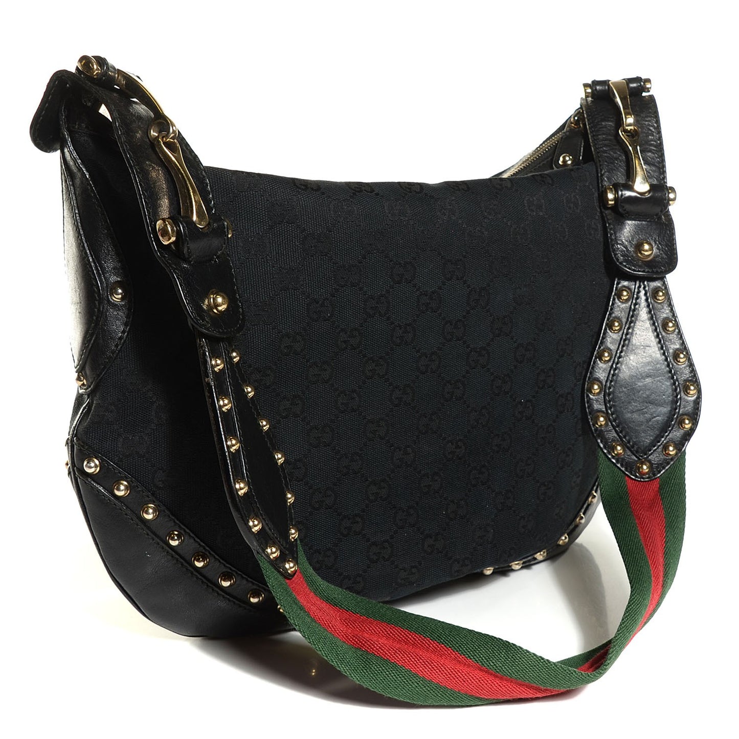 Monogram Studded Pelham Shoulder Bag Black