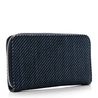 Chanel Mixed Fibers Deauville Small Zip Around Wallet Navy Blue 3 of 10
