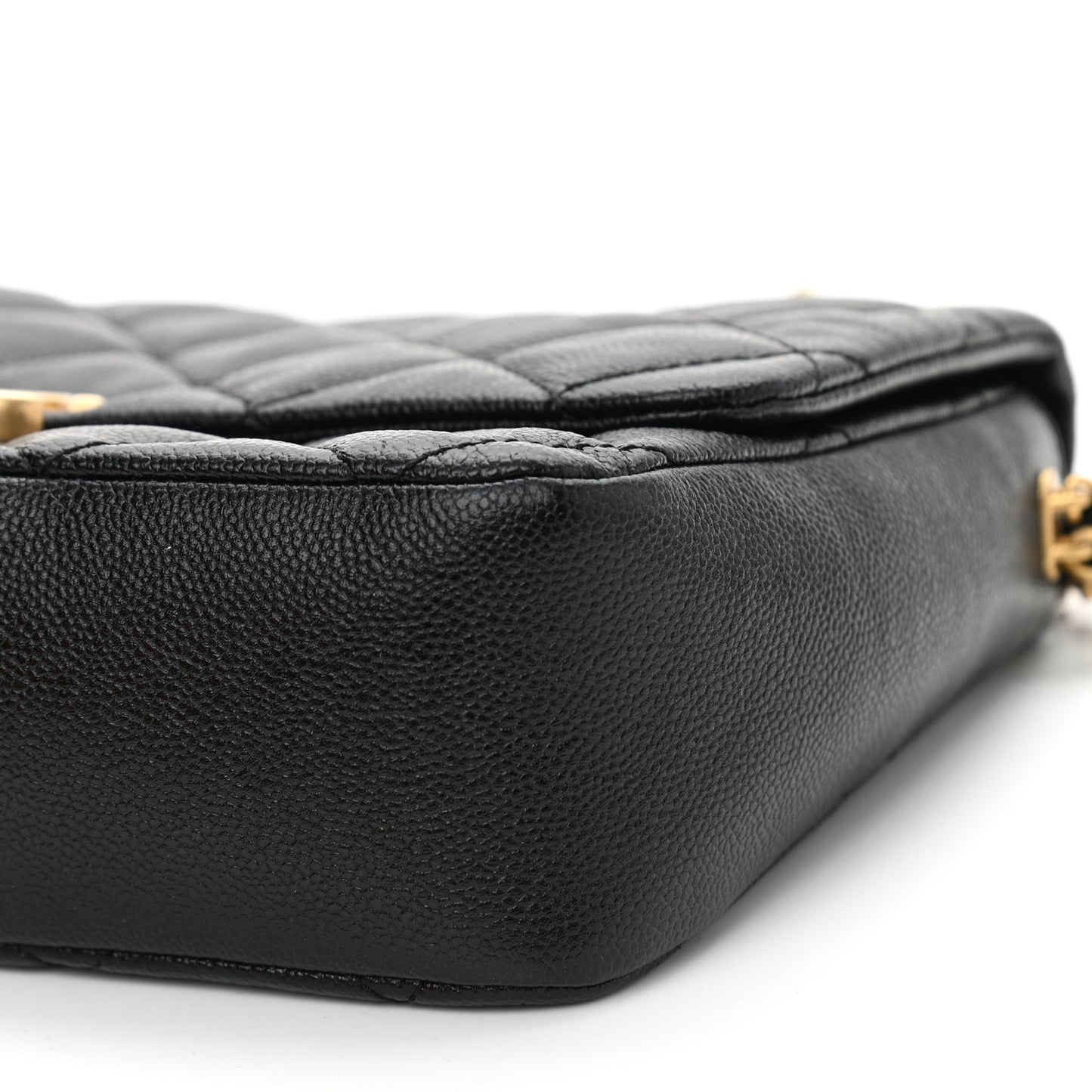 Shiny Caviar Quilted Large Chain Melody Flap Black