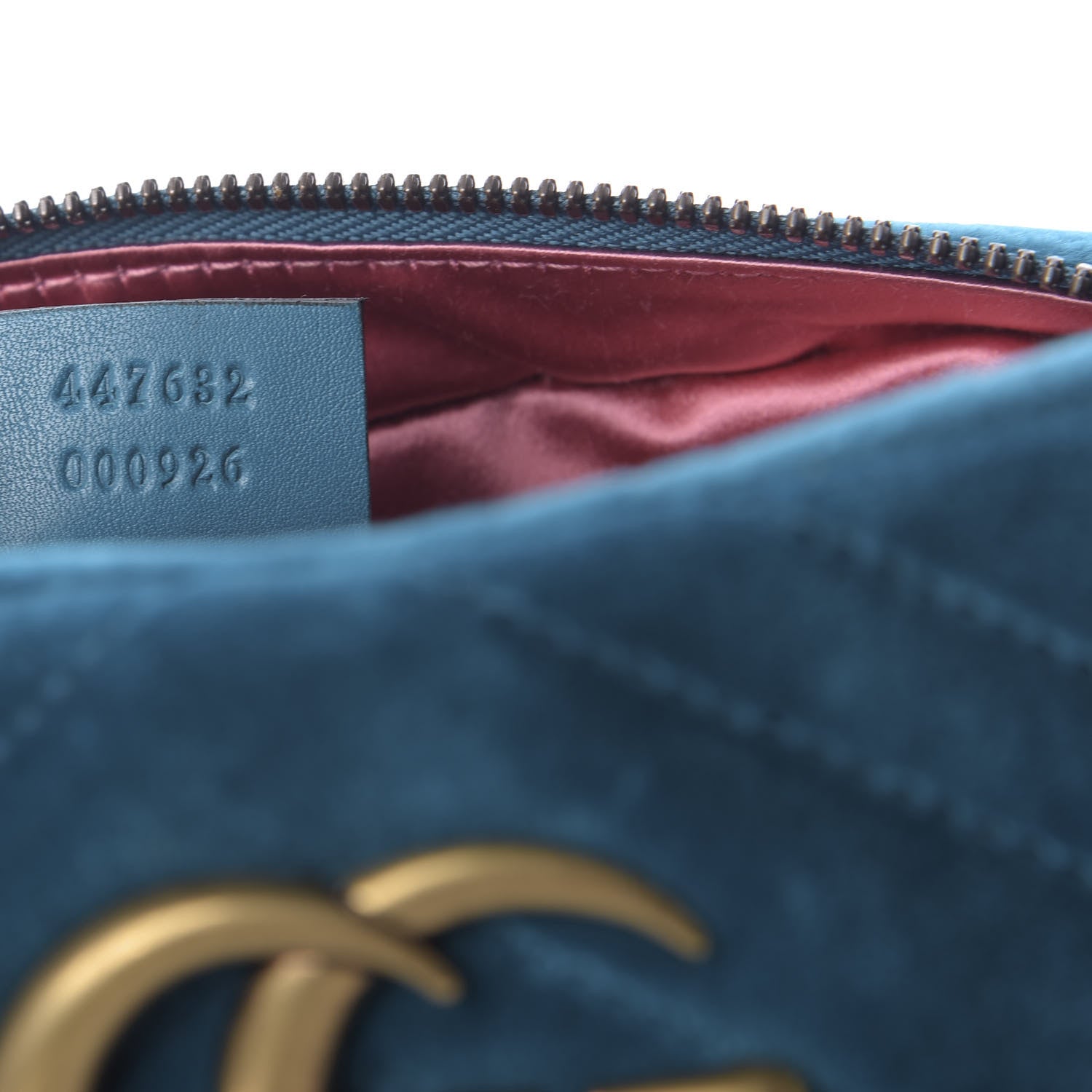 Gucci Velvet Matelasse Small GG Marmont Chain Shoulder Bag Pavone Cyan 9 of 9