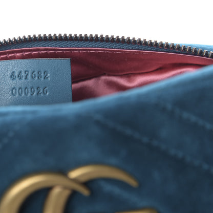 Gucci Velvet Matelasse Small GG Marmont Chain Shoulder Bag Pavone Cyan 9 of 9