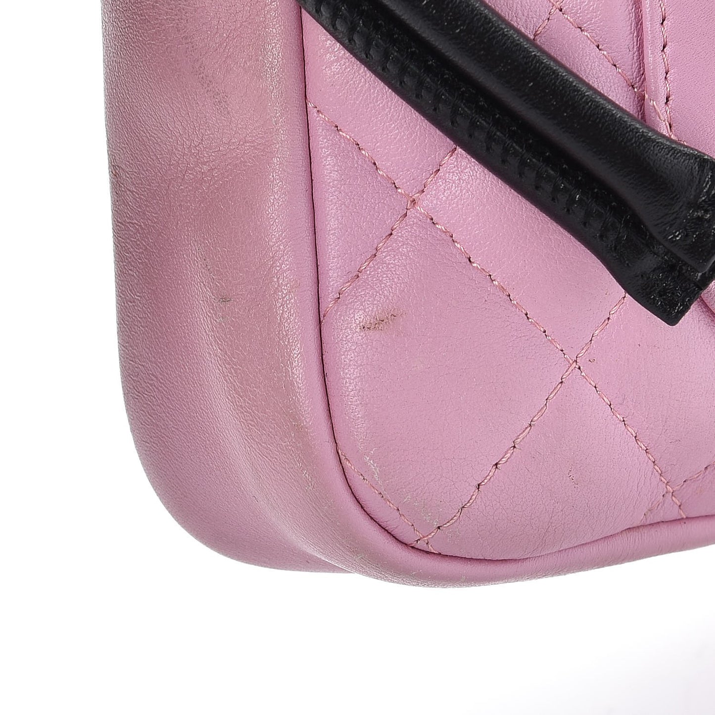 Calfskin Quilted Cambon Pochette Pink Black