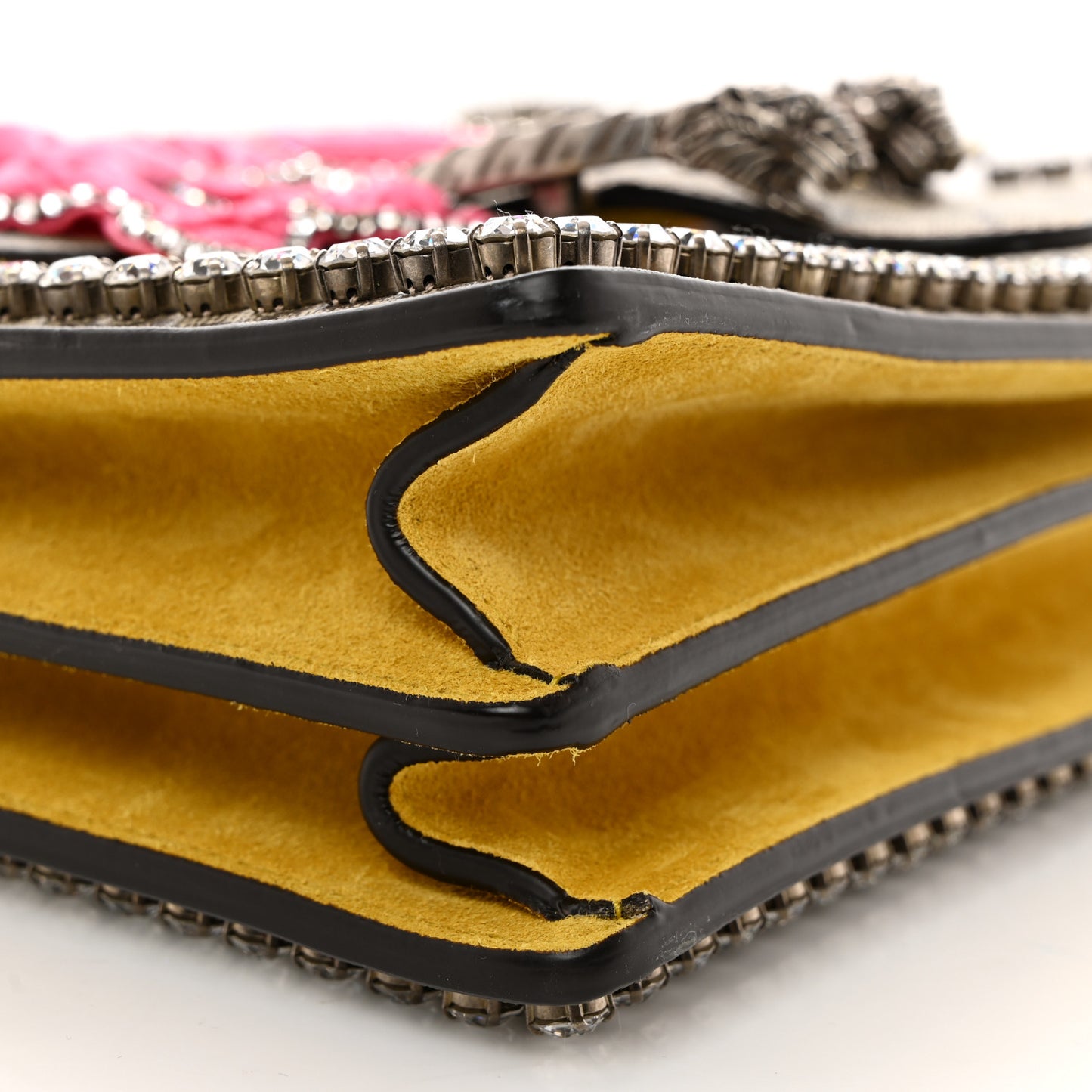 GG Supreme Monogram Crystal Bow Embroidered Medium Dionysus Shoulder Bag Yellow