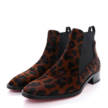 Christian Louboutin Calf Hair Leopard Print Marmada Flat Chelsea Boot 37.5 Brown 4 of 12