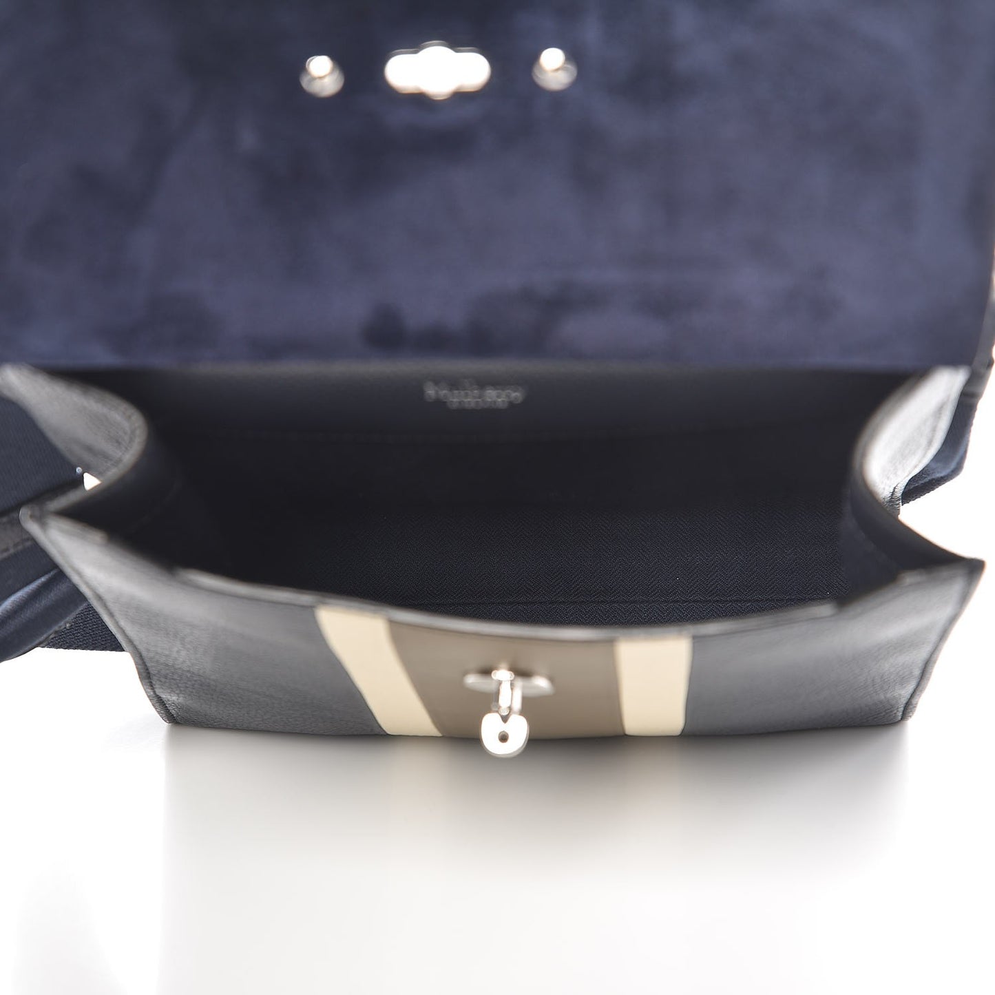 Natural Grain Calfskin College Stripe Antony Messenger Midnight Chalk Moss