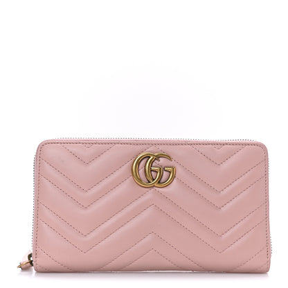 Gucci Calfskin Matelasse GG Marmont Zip Around Organizer Wallet Perfect Pink 1 of 7