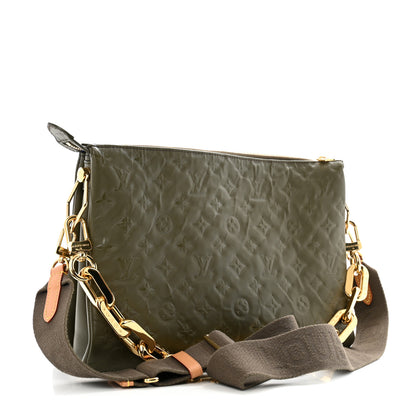 Louis Vuitton Lambskin Embossed Monogram Coussin MM Khaki 2 of 13