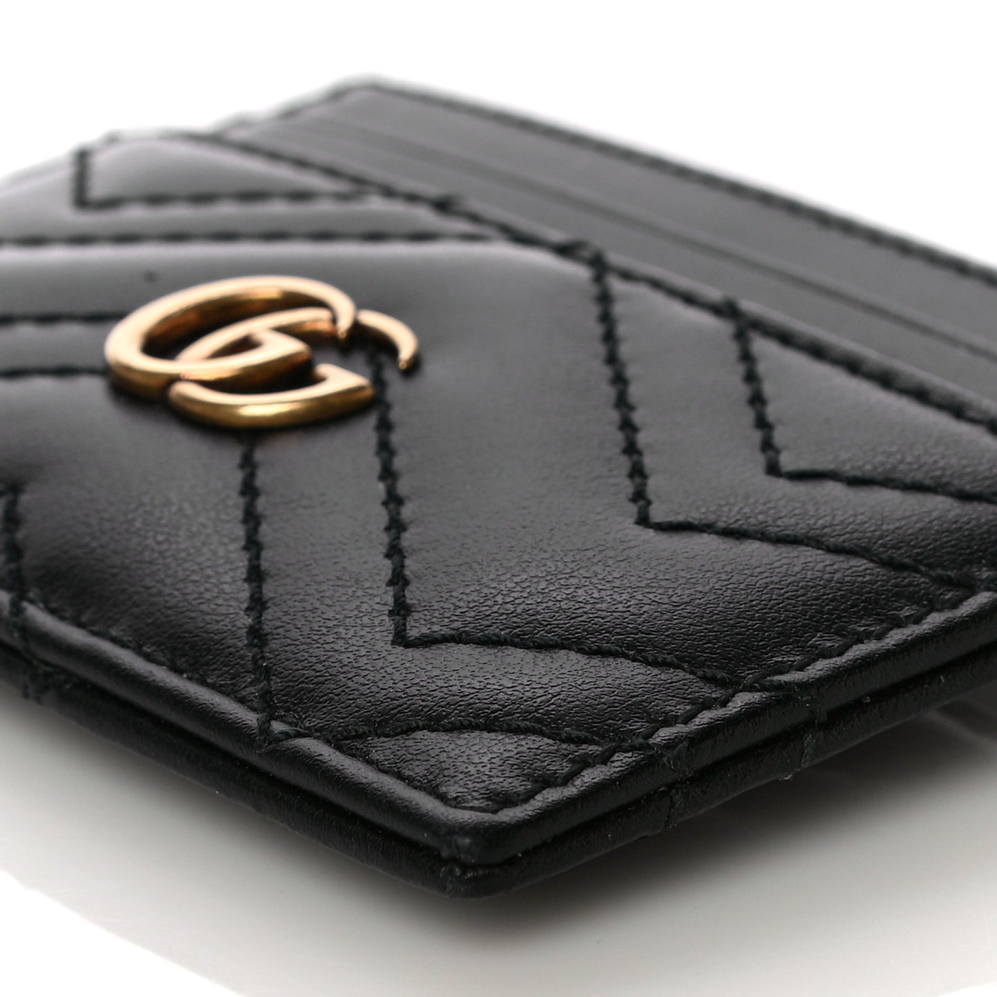 Calfskin Matelasse GG Marmont Card Holder Black