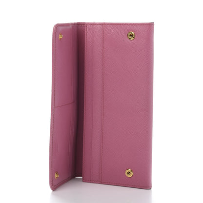 Prada Saffiano Metal Continental Flap Wallet Begonia 5 of 12