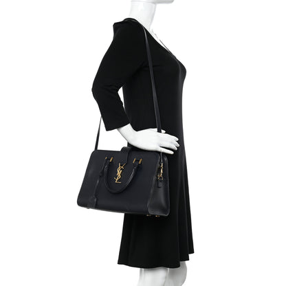 Saint Laurent Smooth Calfskin Small Monogram Cabas Navy 2 of 23