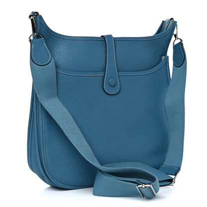 Hermes Taurillon Clemence Evelyne III GM Blue Jean 2 of 15