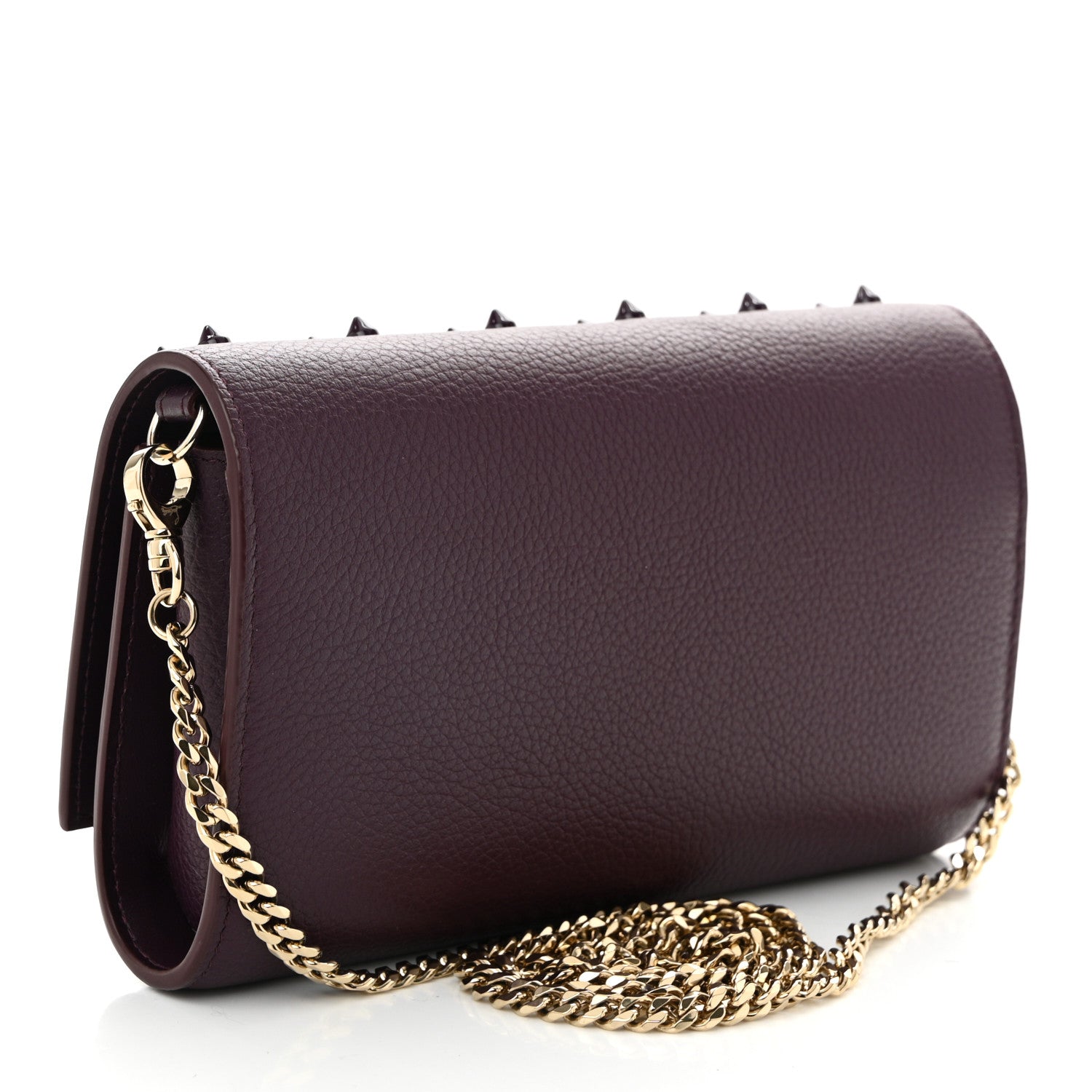 Christian Louboutin Calfskin Spikes Loubinthesky Paloma Clutch Merlot 3 of 10