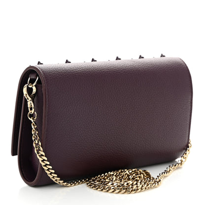 Christian Louboutin Calfskin Spikes Loubinthesky Paloma Clutch Merlot 3 of 10