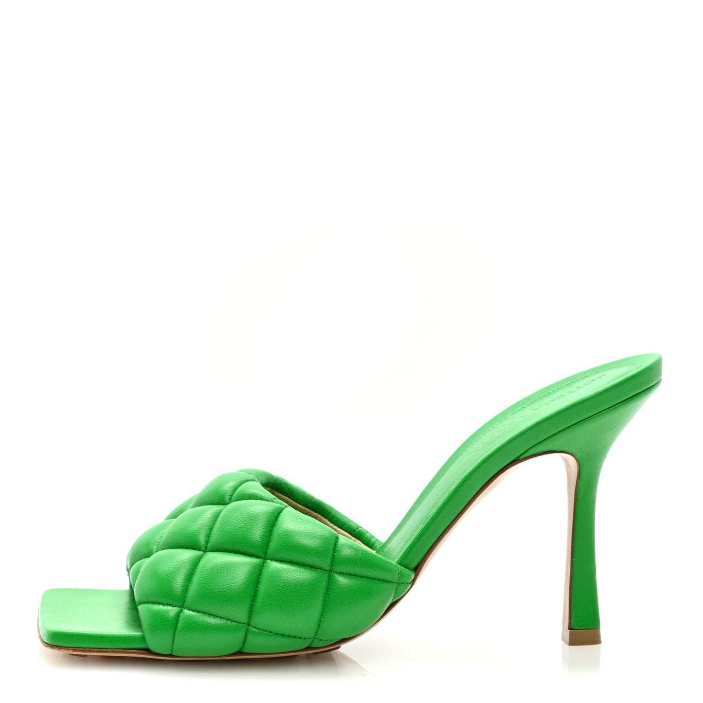 Nappa Matelasse Padded Mule Sandals 38.5 Parakeet
