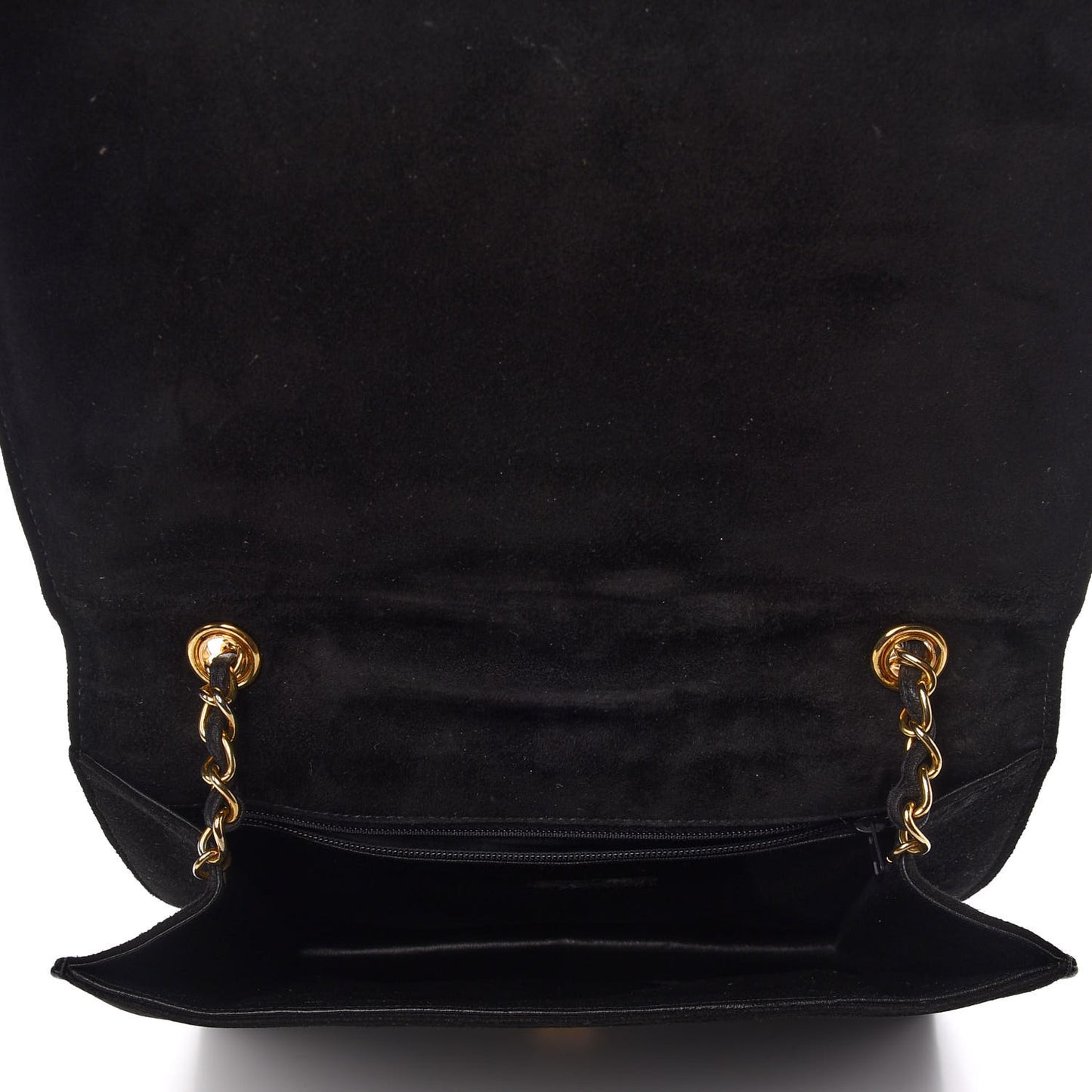 Suede Quilted CC Small Single Flap Black