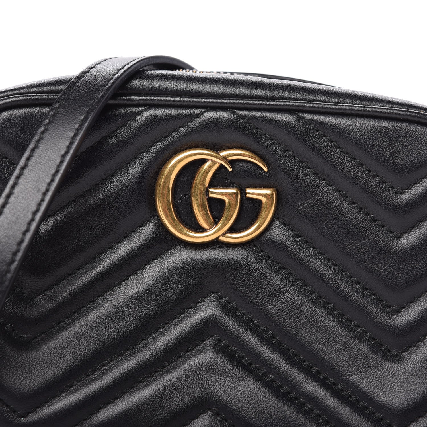 Gucci Calfskin Matelasse Mini GG Marmont Chain Shoulder Bag Black 10 of 11