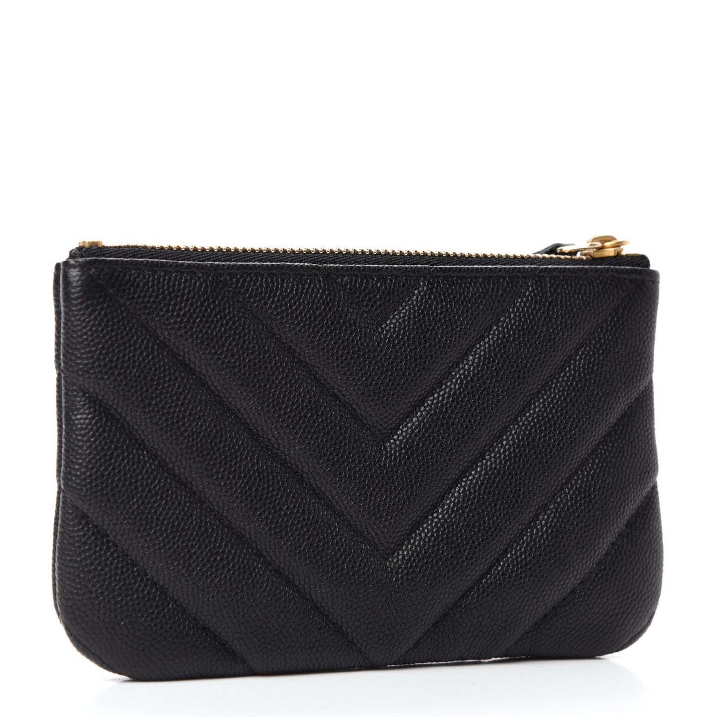 Caviar Chevron Quilted Small Ancient Greek Charms Cosmetic Case Black