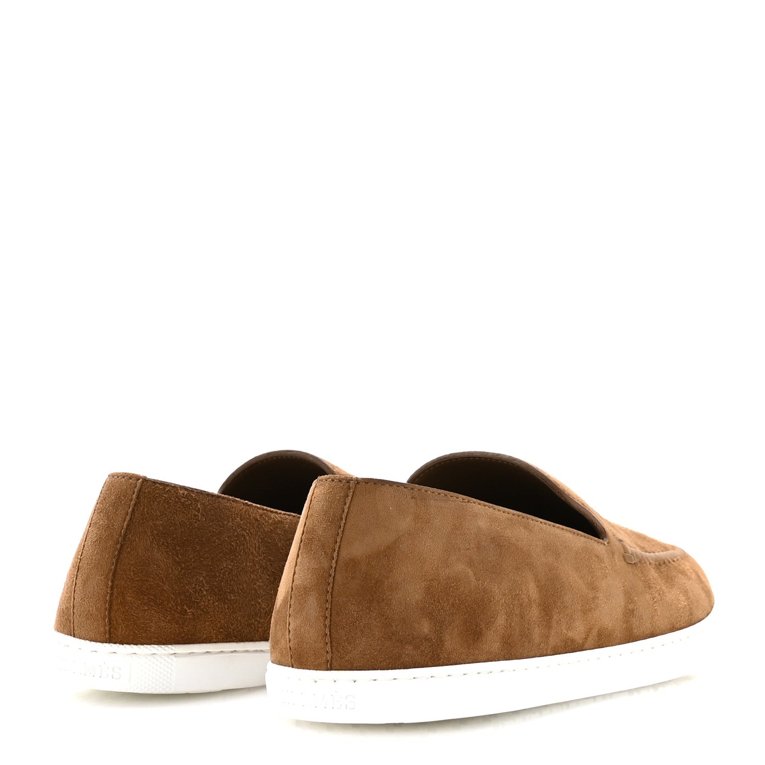 Hermes Suede Goatskin Mens Julian Loafers 42 Brun Frume 5 of 9