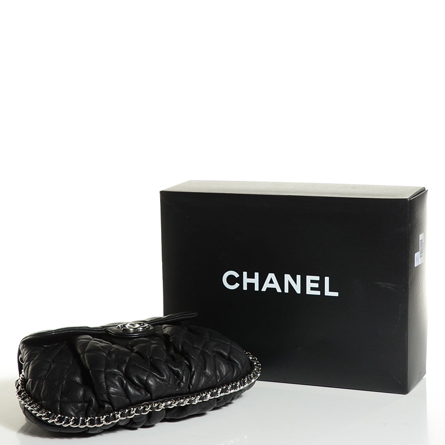 Washed Lambskin Quilted Medium Chain Around Messenger Black