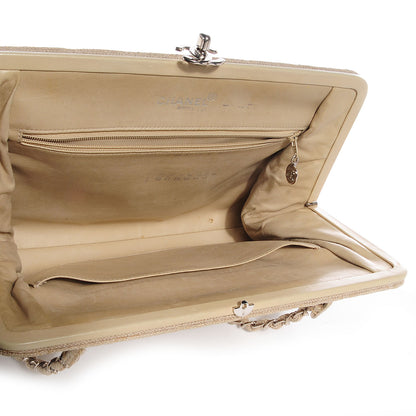 Chanel Linen Quilted Frame Shoulder Bag Beige 5 of 16