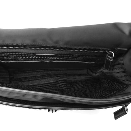 Prada Tessuto Nylon Saffiano Logo Messenger Bag Black 4 of 6