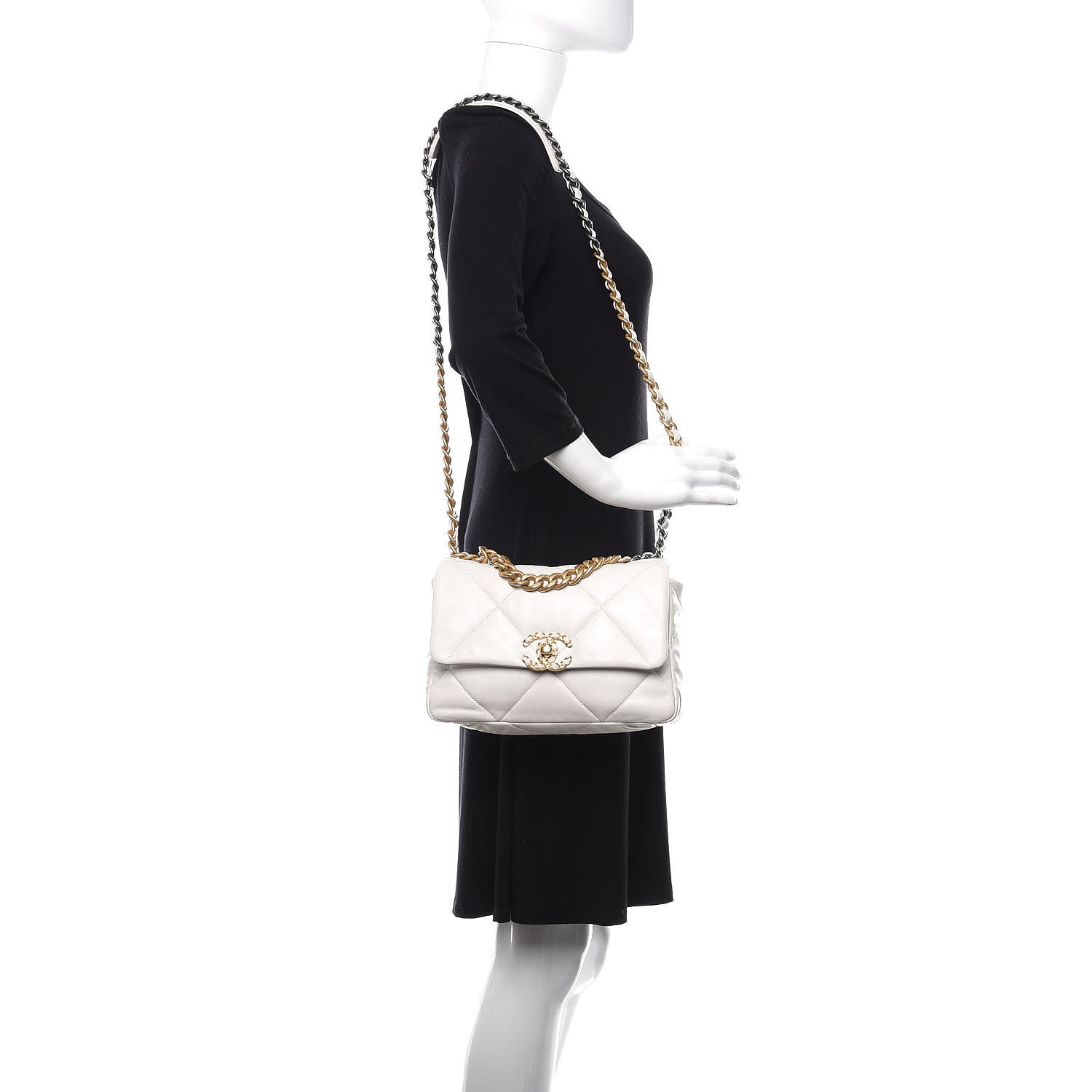 Chanel Goatskin Quilted Medium 19 Flap White 2 of 11
