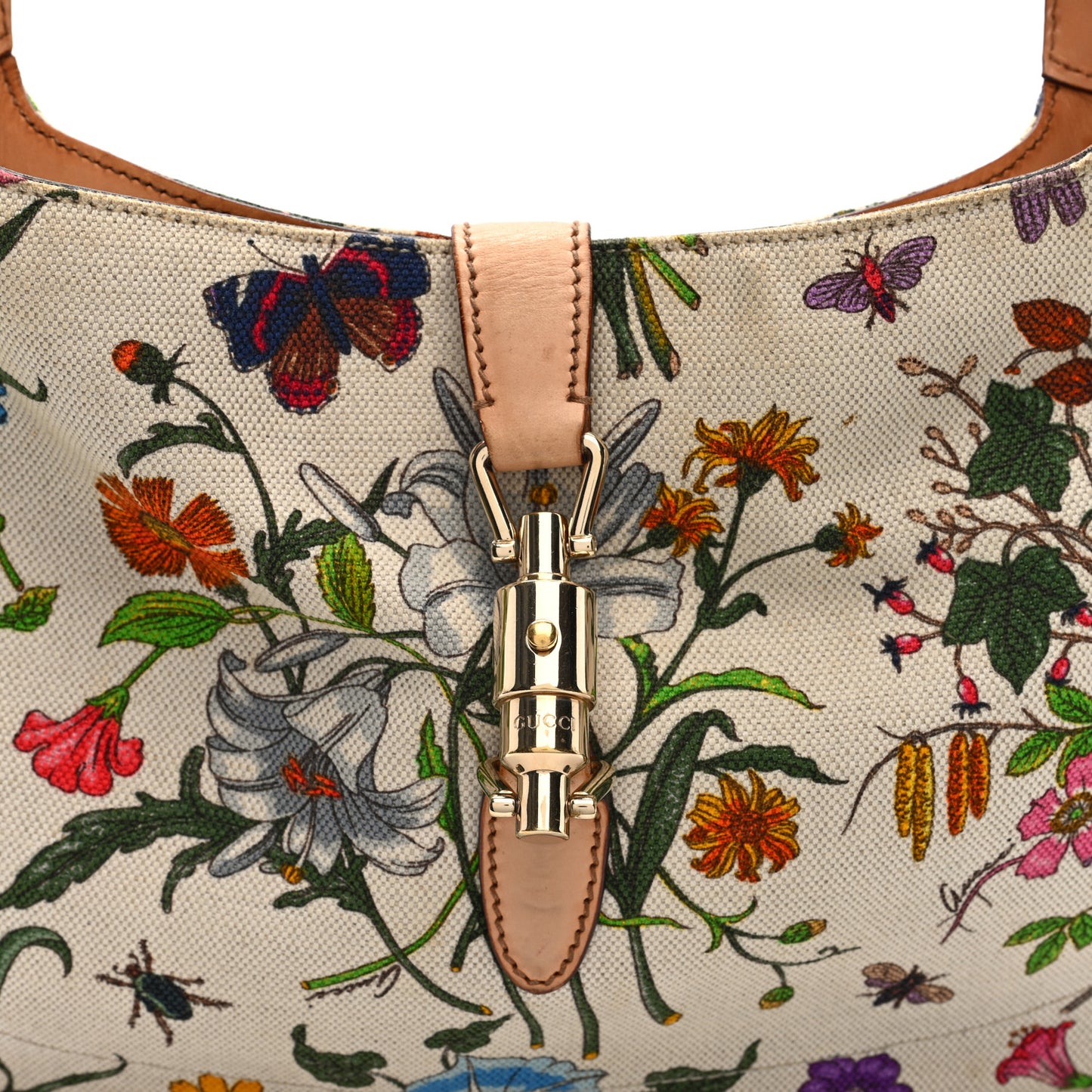 Canvas Floral Flora Small Jackie O Hobo White