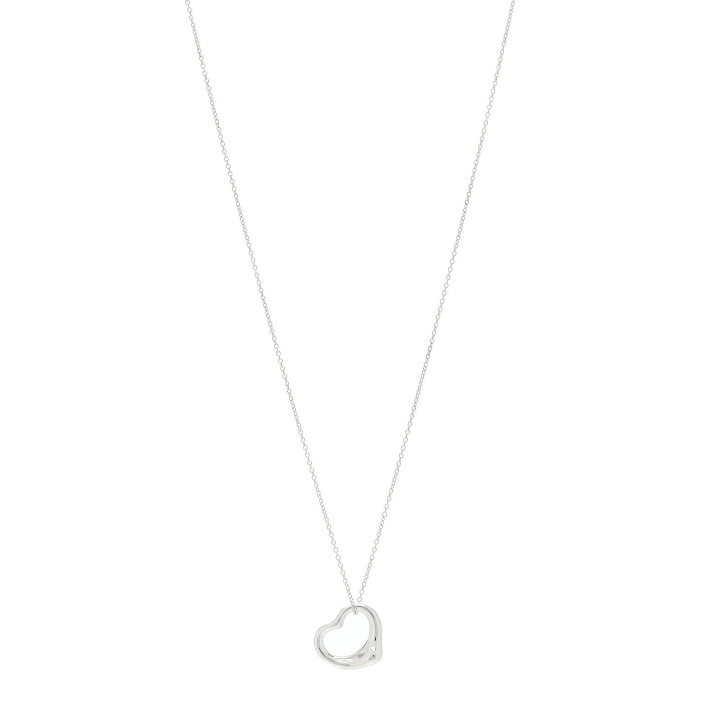 Sterling Silver 16mm Elsa Peretti Open Heart Pendant Necklace