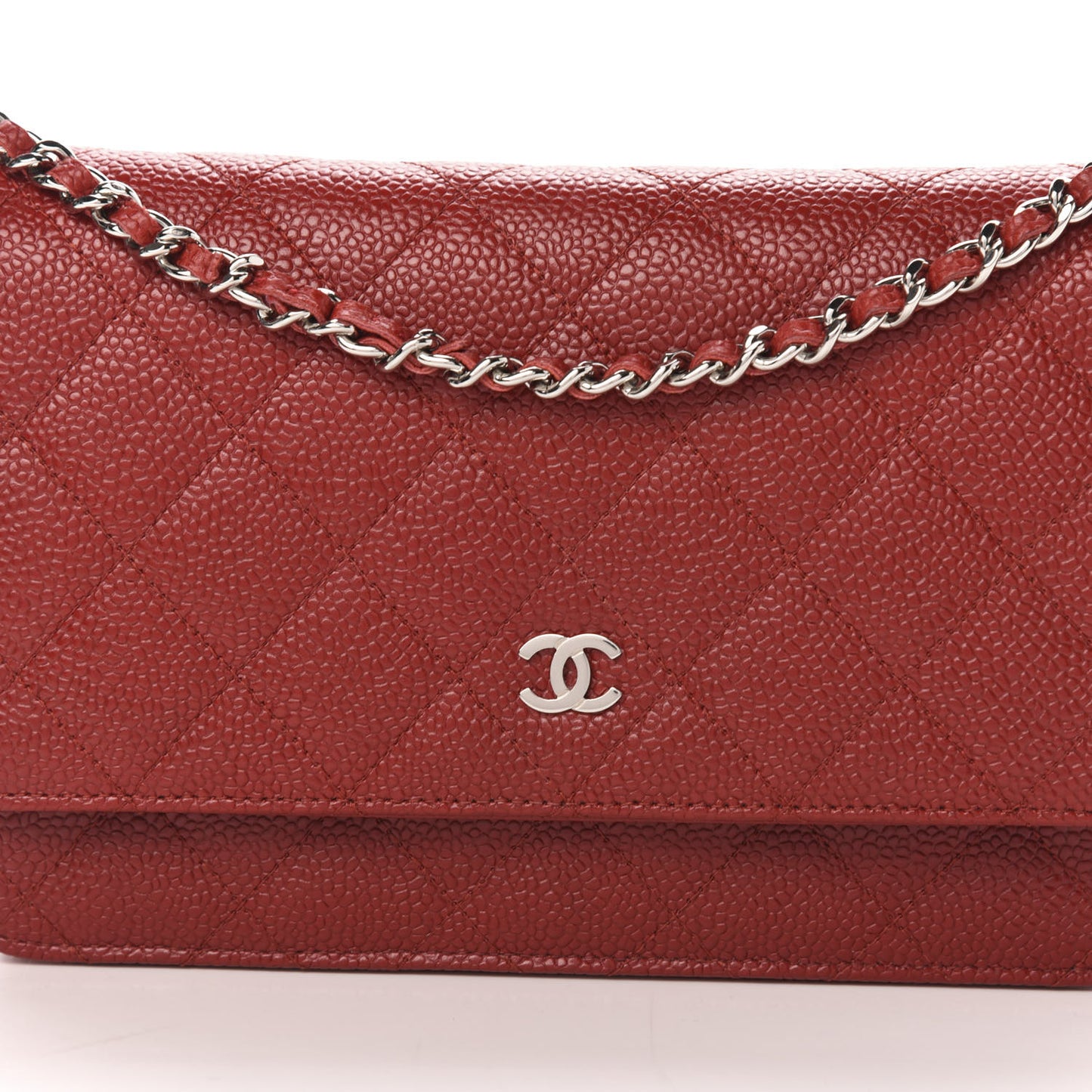 Caviar Quilted Wallet on Chain WOC Red