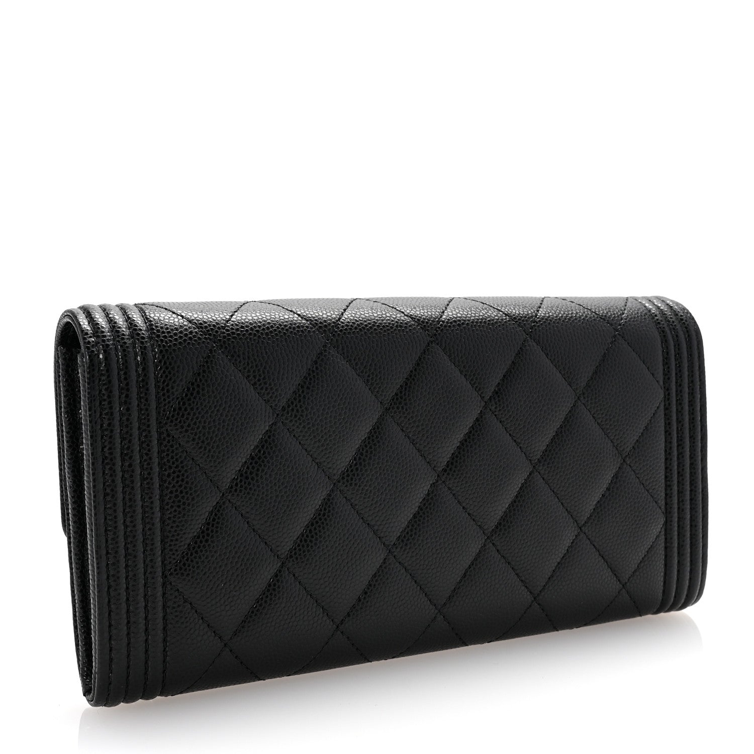 Chanel Caviar Quilted Large Boy Gusset Flap Wallet Black 3 of 8