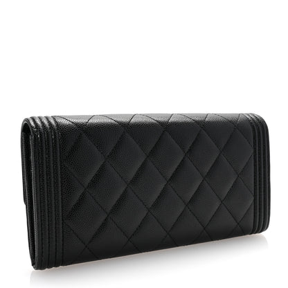 Chanel Caviar Quilted Large Boy Gusset Flap Wallet Black 3 of 8