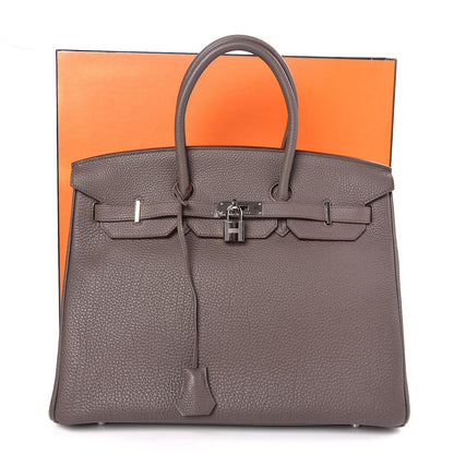 Hermes Togo Horeshoe Birkin 35 Etain Gris Perle 37 of 37